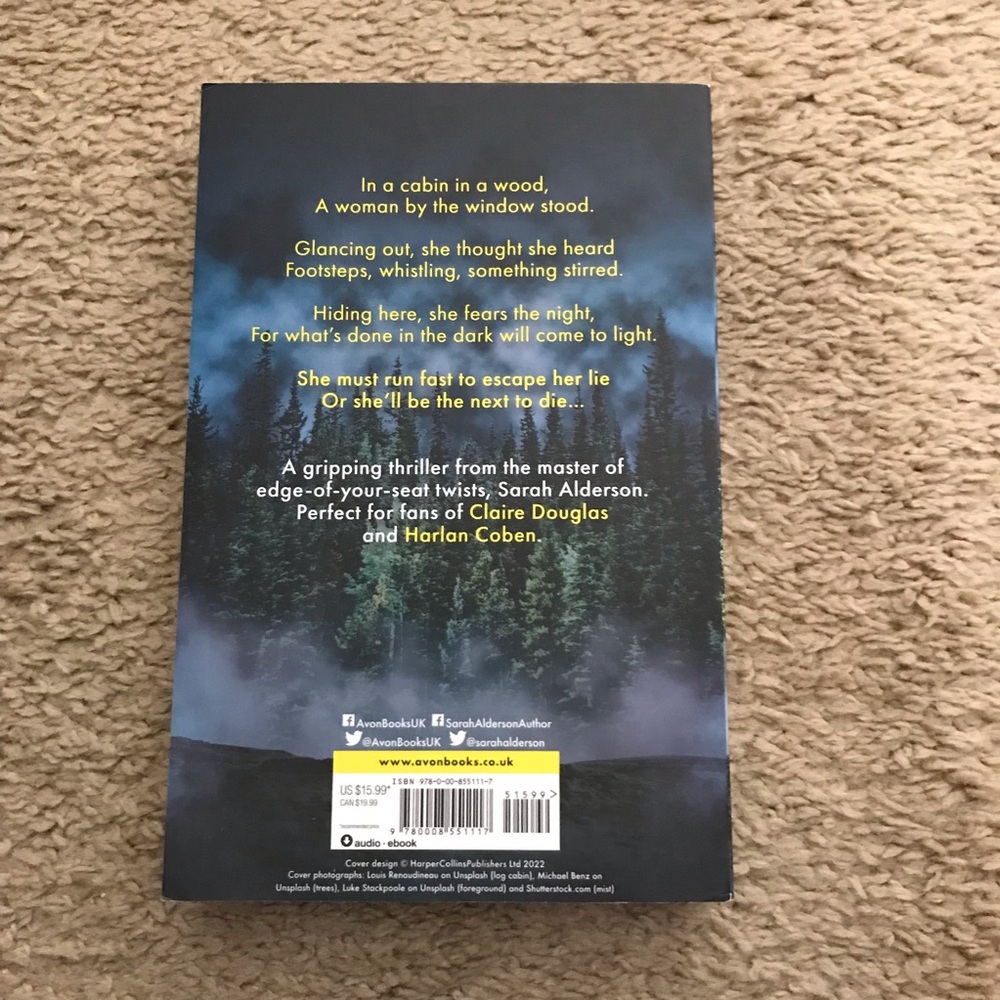 The Cabin in the Woods Book by Sarah Alderson - Blue and Green Cover - Picture 2 of 2